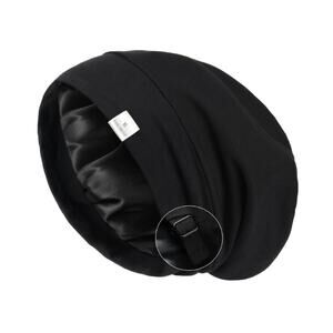 Yanibest Black Cotton And Satin Hair Bonnet Cap Medium